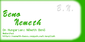 beno nemeth business card