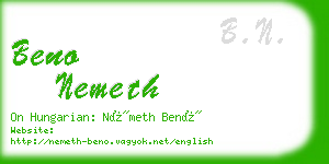 beno nemeth business card